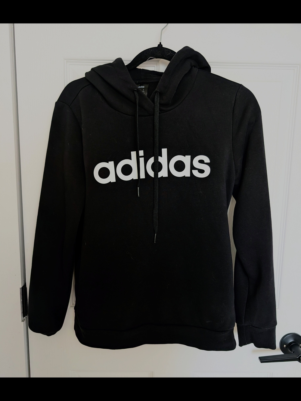 adidas Black Pullover Hoodie with Subtle Logo Tag